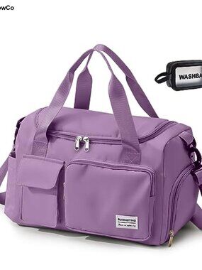 Small Nylon Gym Duffel Bag Weekender Travel Bag with Shoe Compartment